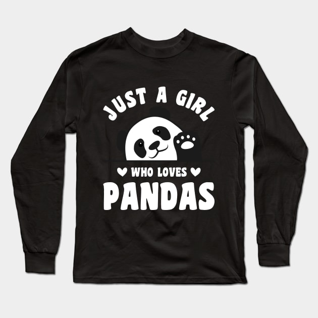 Just a Girl Who Loves Pandas (White Font) Long Sleeve T-Shirt by Luluca Shirts